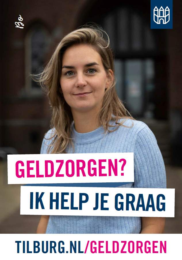 Flyer 'Geldzorgen? Ik help je graag' van de gemeente Tilburg